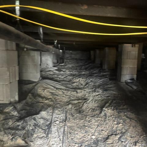 Upon inspection, this dirty, wet crawl space was in rough condition and in need of repair. Excessive moisture would eventually lead to decay and potential structural problems if not handled promptly!