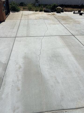 Long Concrete Crack on Pool Patio Before Concrete Repair in Cherry Valley, CA