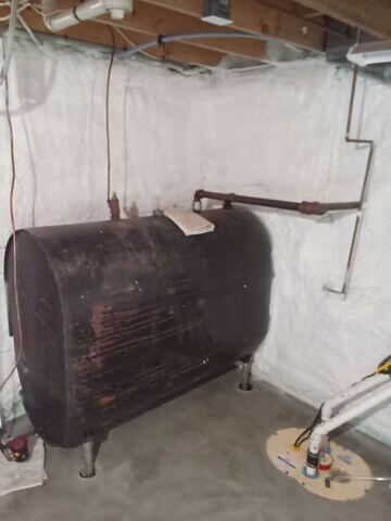 Completed Basement Waterproofing with Spray Foam Insulation