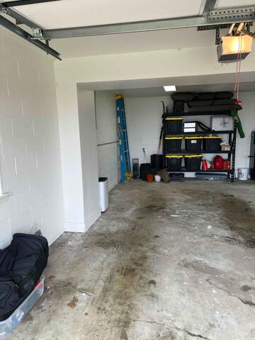 Water stains on the floor of the basement show where water has been standing