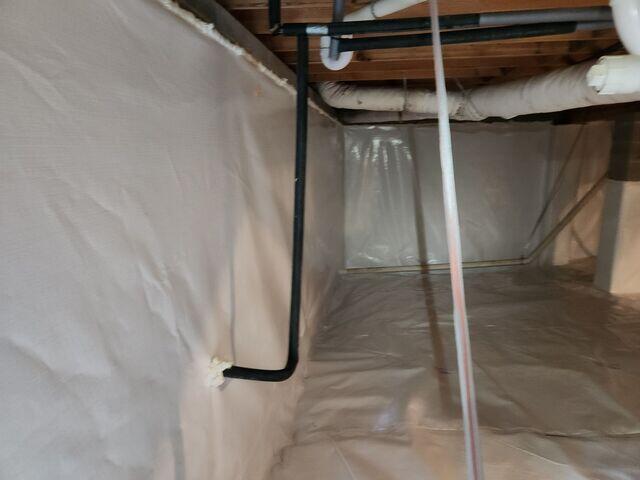 This crawl space is cleaner and brighter with the CleanSpace Liner