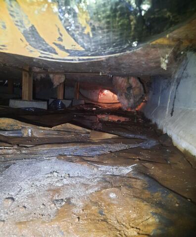 Damaged Vapor Barrier and Hanging Insulation