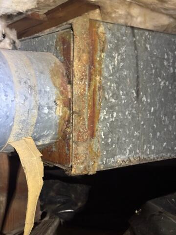 Rust Stains On Ducting Within Crawl Space