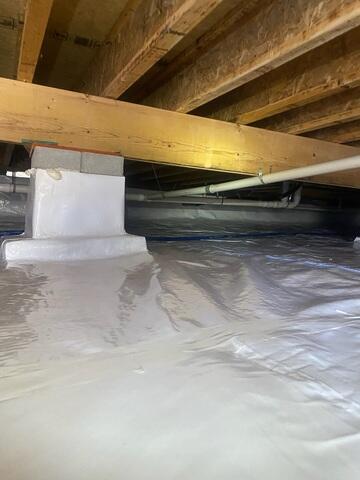 Piers wrapped with Wallie don't form condensation, eliminating a source of moisture in the crawl space.