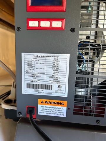 SaniDry Sedona Dehumidifier