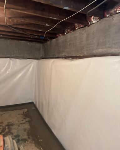 Basement Vapor Barrier Added to Walls