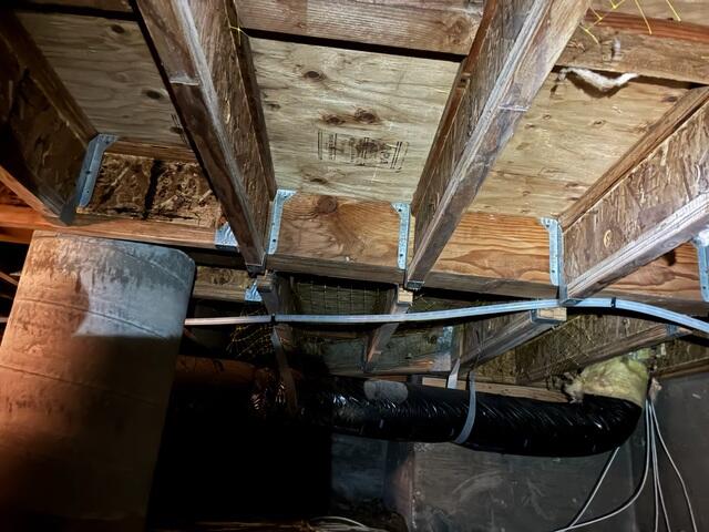 Floor Joists Before Crawl Space Repair in Newport Coast