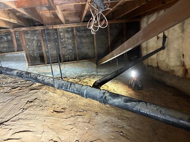 Exposed Dirt Crawl Space Before Encapsulation in Poway, CA