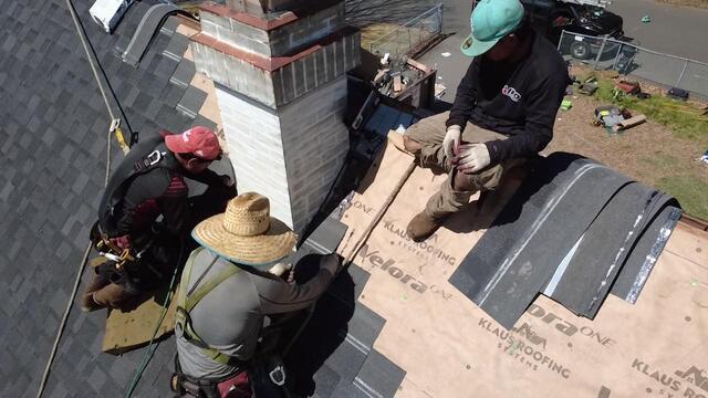 Careful Work Around the Chimney