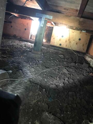 Crawl Space Before Encapsulation and Support Work