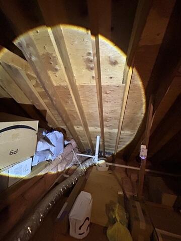 Checking the Roof From the Attic