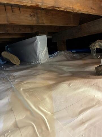 Crawl Space Vapor Barrier Installation Around Existing Framing