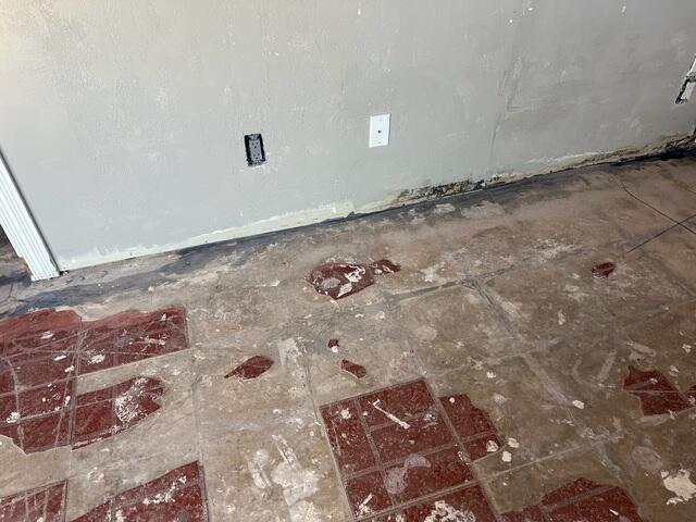 Repaired Concrete Crack Along an Interior Wall