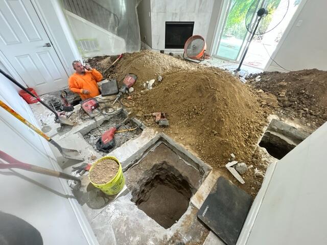 Interior Excavation for Push Pier Foundation Repair