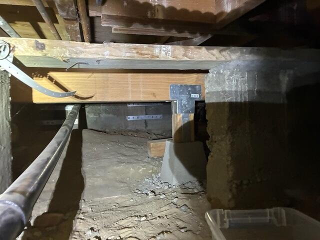Wooden Beam and Post Connection Before Steel Reinforcement