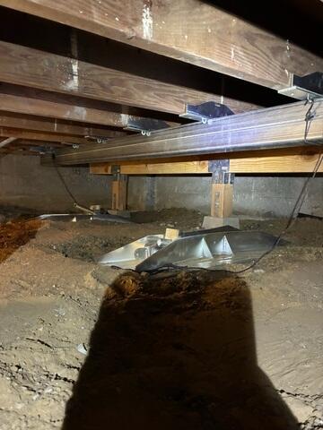 Supplemental Steel Beam Beneath the Floor Joists
