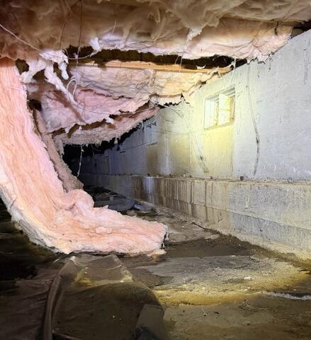 Water Stains Below Vents and Hanging Insulation