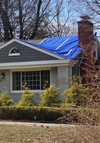 Temporary Roof Tarp Installed