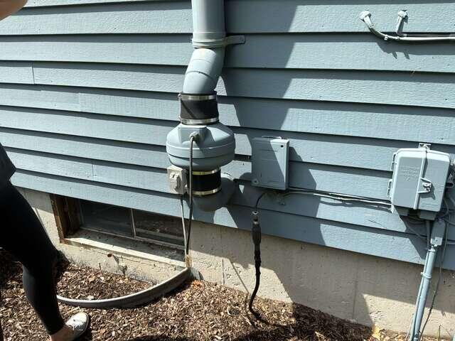 Replacement Radon Fan and Pipe Connection