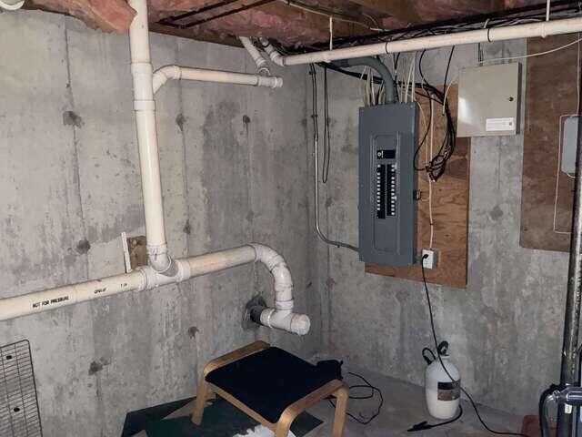 Interior Radon Piping Near Electrical Panel