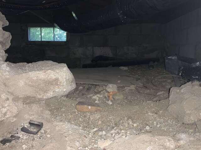 Dirt Crawl Space and Fieldstone Foundation