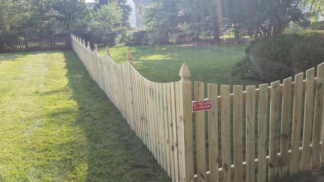 Picket fence Pressure treated Pine fence installed in McLean.