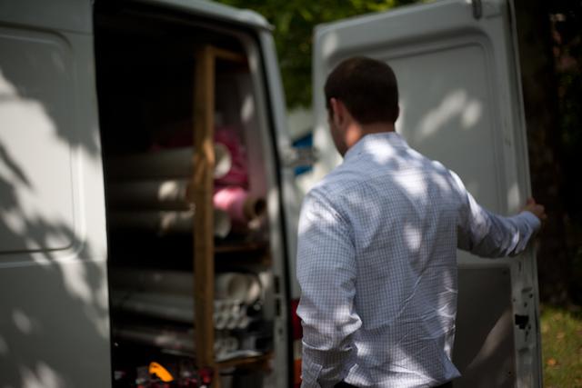 Bob Cherry takes a turn inspecting a service van