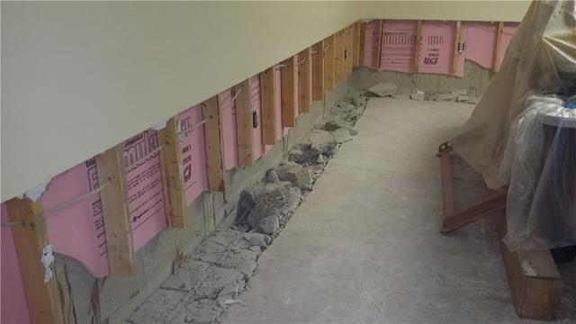 Cut Walls and Drilled Floors for WaterGuard