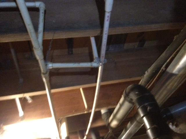 Here, you can see that the plumbing and heating systems are running along the subfloor in the crawlspace.  Having a wet and vented crawlspace means that both plumbing and HVAC systems are not running in peak performance because they are subject the changes in outdoor temperature, as well as condensation from the flooding crawlspace.