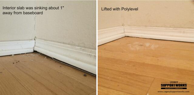 Before and After Lifting an Interior Slab in Amarillo, TX