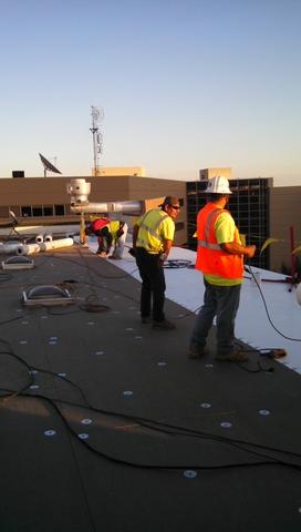 Crew mechanically fastening TPO