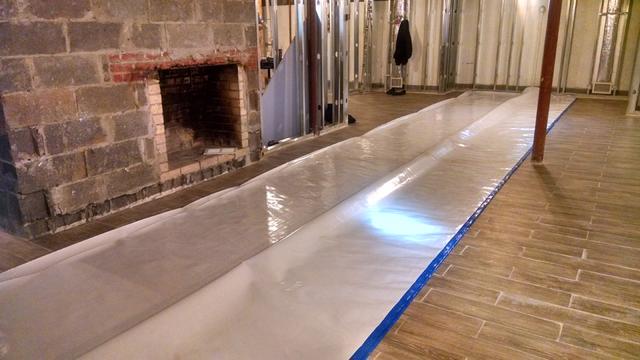 Vinyl Liner cut to fit a crawl space in Essex Fells