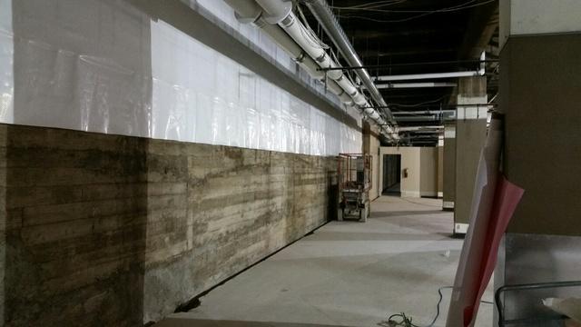 The basement before the team waterproofed the space. 