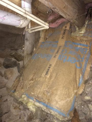 Inefficient Fiberglass Insulation in Crawl Space