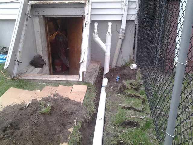 Discharge Line Keeps Basement Dry