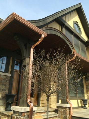 <p>The copper gutters add a beautiful touch to this home.</p>