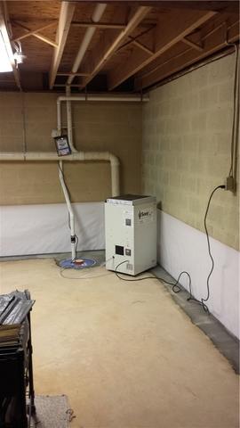 Because of the size of the basement this home needed a 2nd sump pump in order to keep it dry all the time. As well, the homeowners needed a dehumidifier to keep away the moisture in the air.