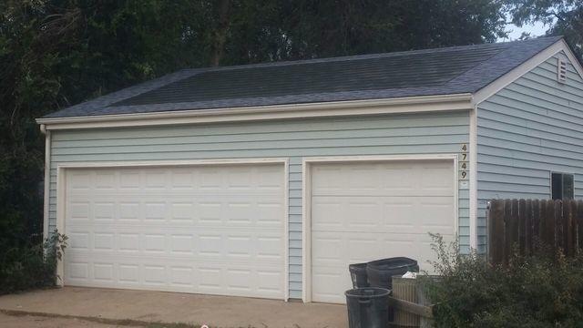 Finished roof with solar shingles.