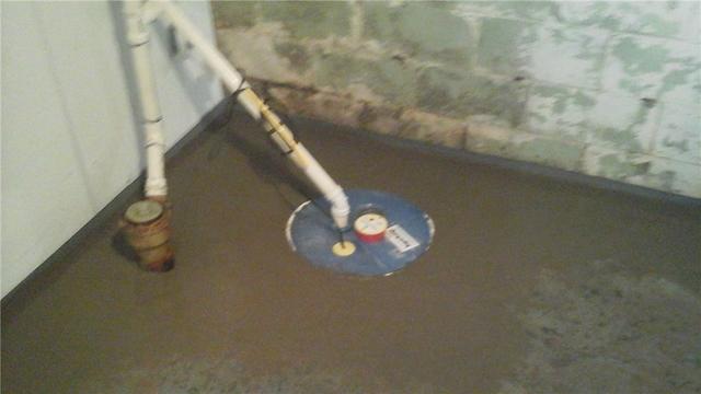 Instead of just hoping the water will sink into the ground - which, clearly, it wasn't - the Super Sump pump will discharge it outside.