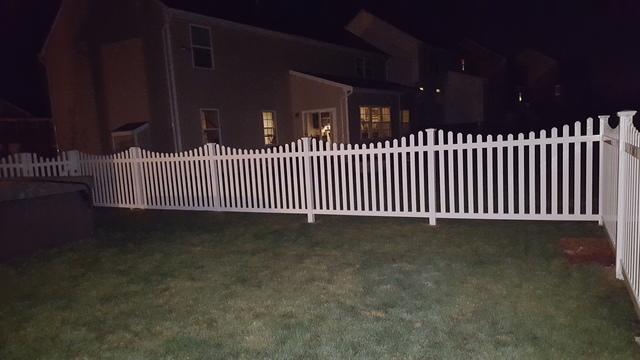 Concave White Picket Fence Installation