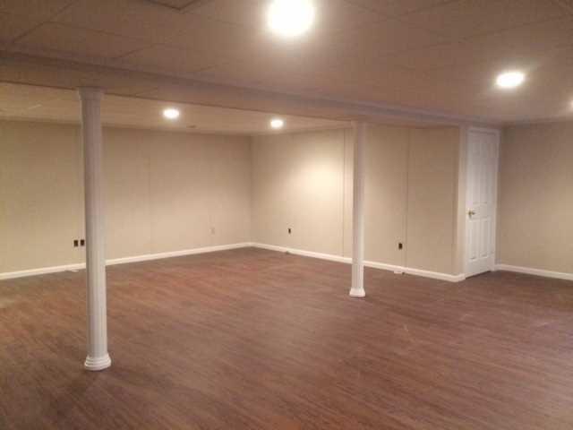 Completed basement finishing project