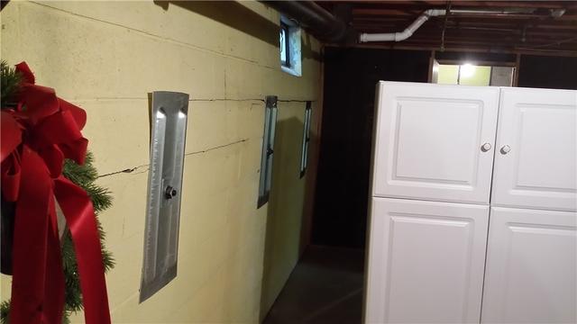 Bowing Wall Secured with Wall Anchors