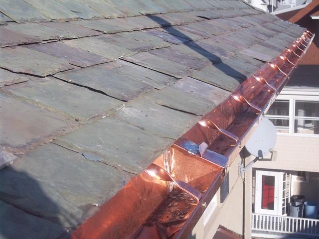 Gf Sprague Gutters Downspouts Photo Album Built In Copper Gutter Installation On Slate Roof House In Brookline Ma