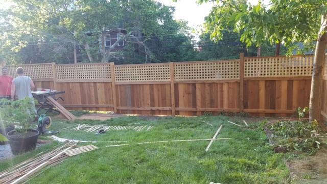 Cedar Fence Installation with Lattice Top