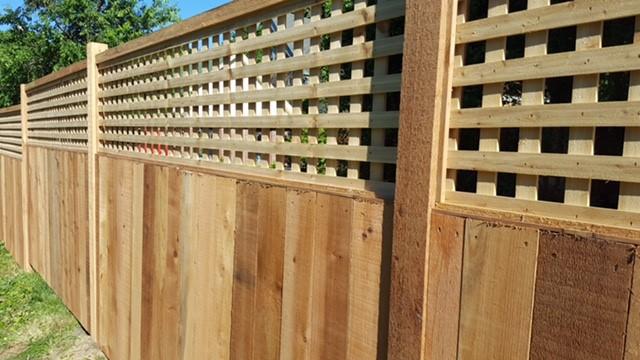 Finished Cedar Fence with Lattice Top