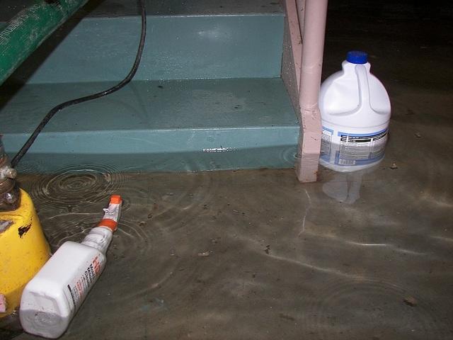 Water almost up the bottom step