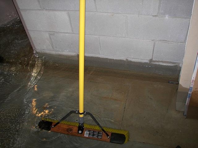 Around 7 inches of water in the flooded basement