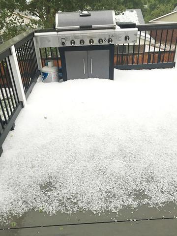 Hail accumulated on the deck