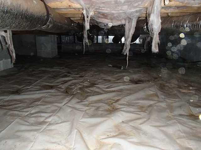 Wet Crawl Space & Falling Insulation