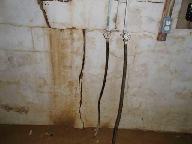 Stains on the basement wall